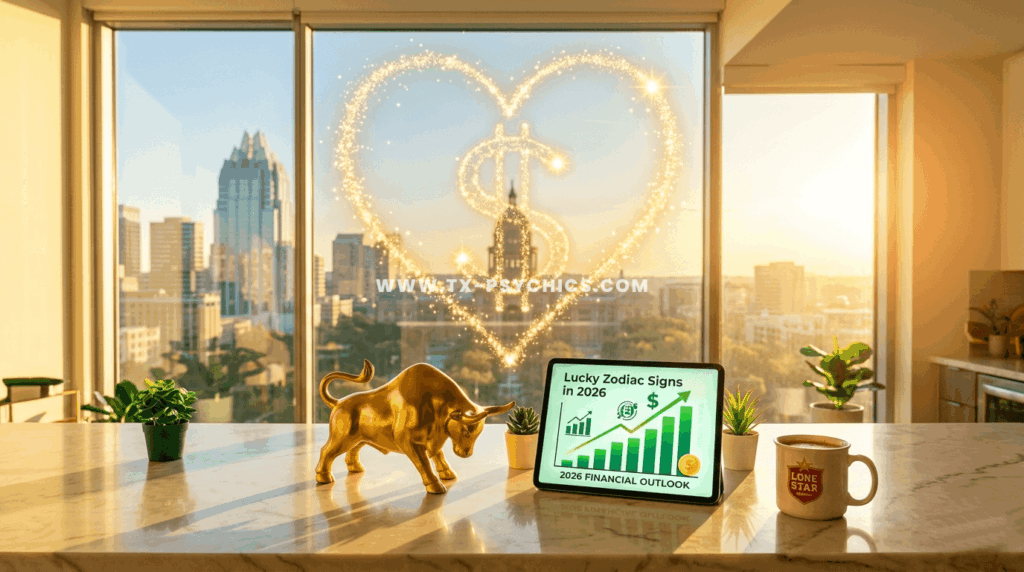 Lucky zodiac signs for financial abundance in 2026 and wealth boost insights from Texas Psychics.